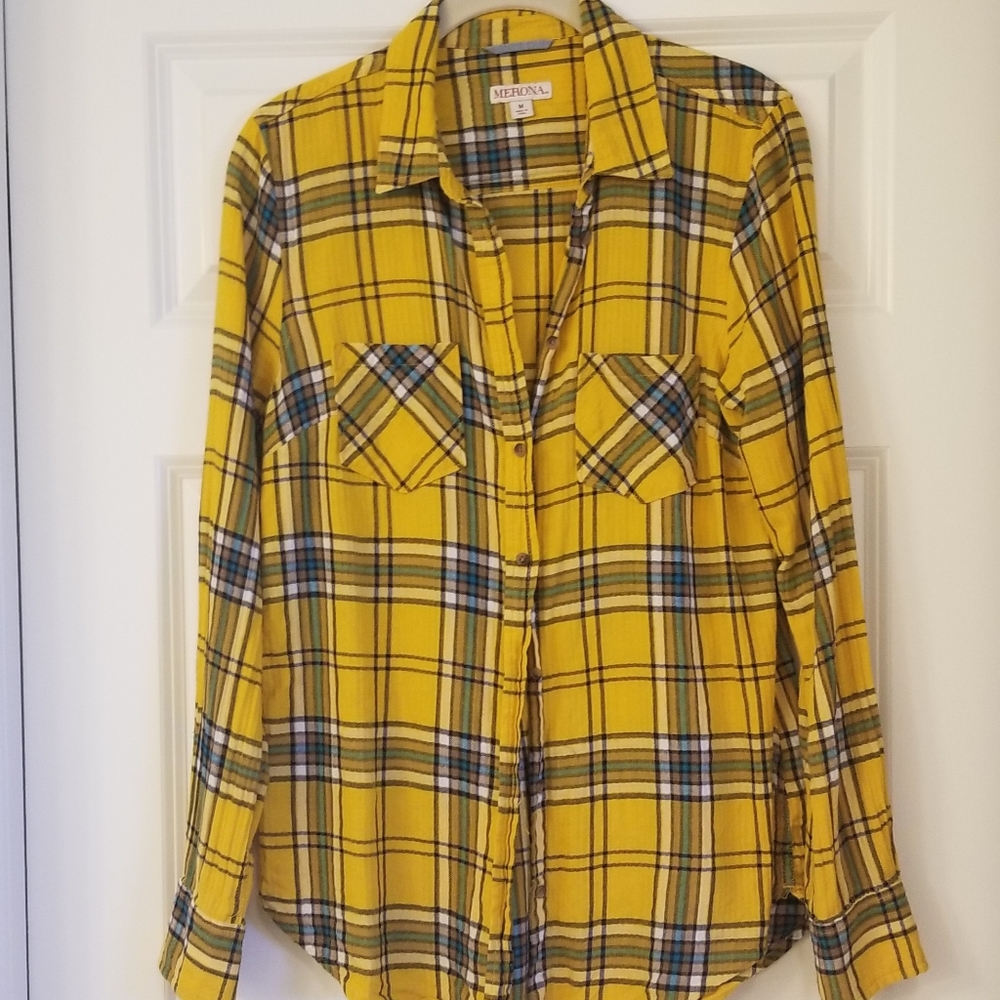 Yellow button shirt